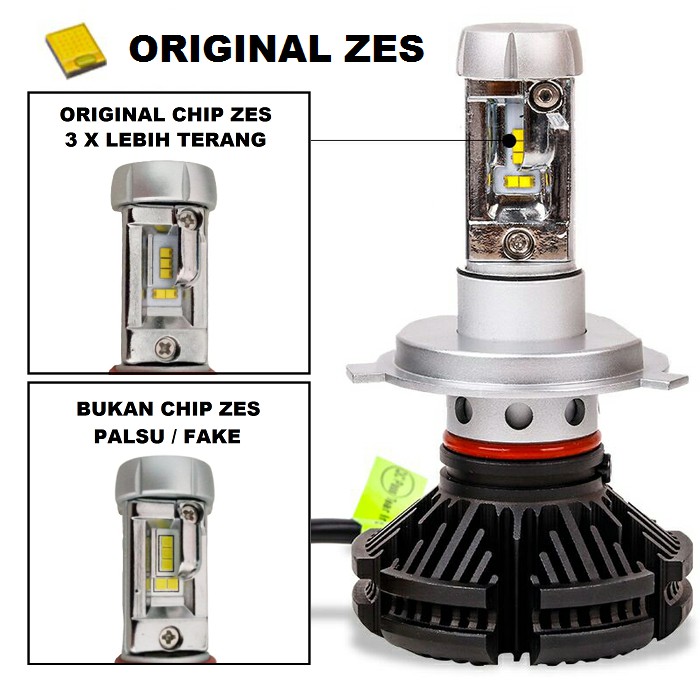 Lampu Utama LED X3 Original ZES Mobil 3 Warna Headlight H1 H3 H4 H7 H11 HB3 HB4 9005 9006 H8 Motor