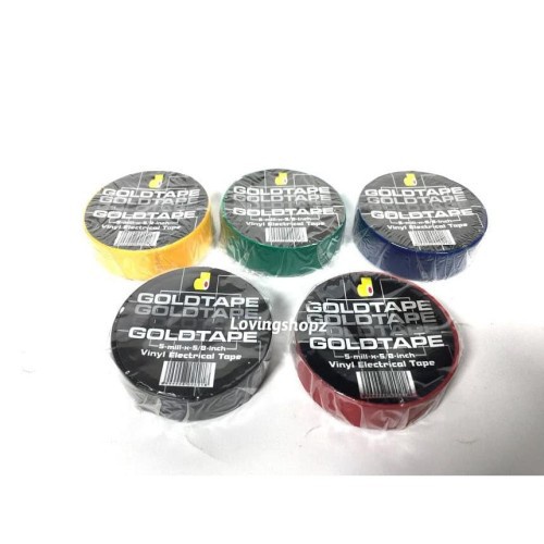 Isolasi kabel Goldtape Warna Warni Hitam / Biru / Merah / Kuning / Hijau  / isolasi listrik / pvc 15mm Isolasi warna vynil solasi