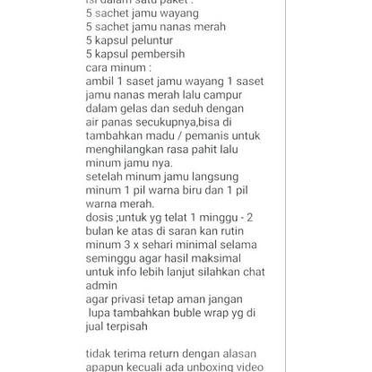 

SIAP KIRIM ㆅ jamu terlambat bulan | jamu lancar haid | jamu cap wayang + nanas merah ❁