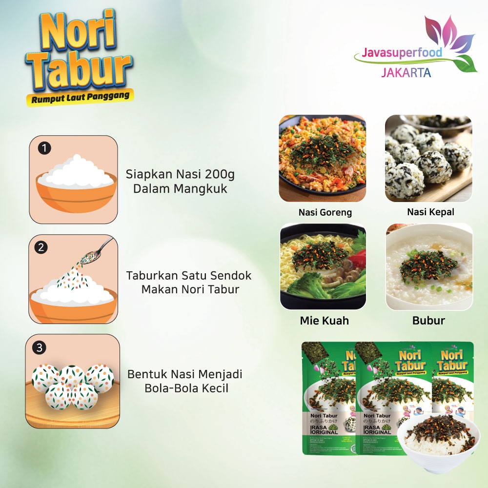 [Paket Promo] Nori Tabur Rumput Laut Panggang - Original, Sapi, Pedas, seafood 60g