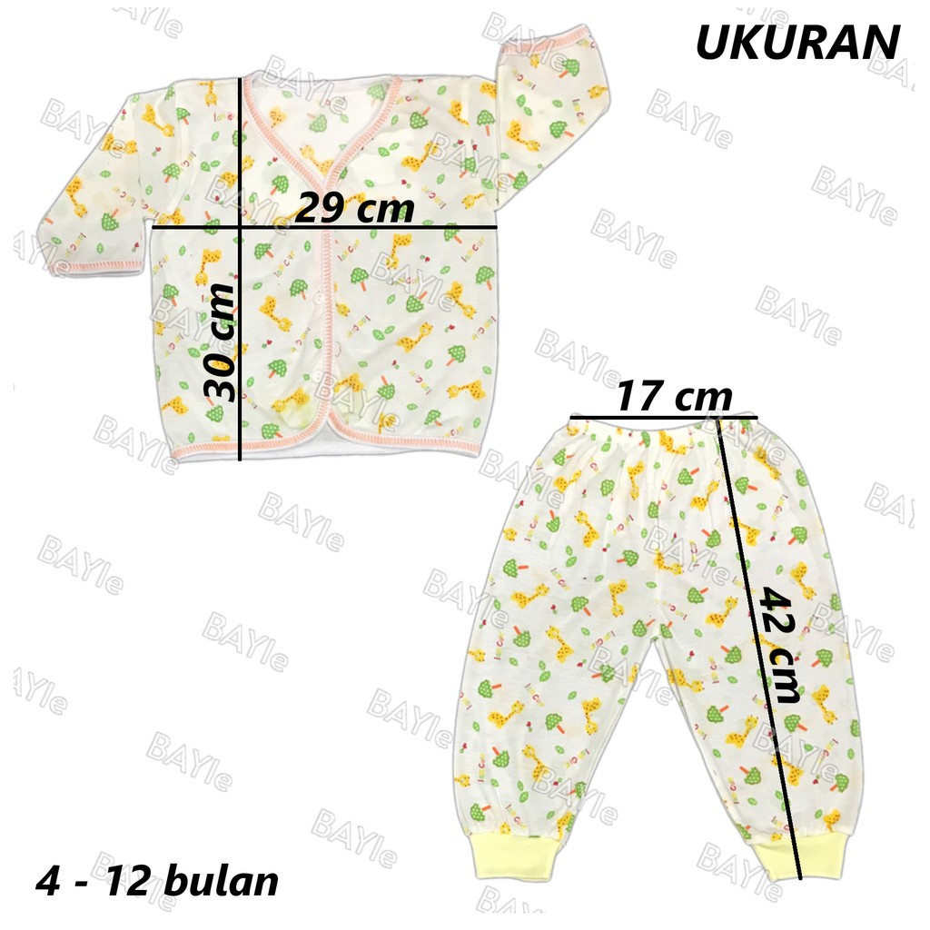 BAYIe - 1 SET Setelan Baju Bayi Panjang+Celana Panjang JUMBO Motif TABUR umur 4 - 12 bulan/baju anak