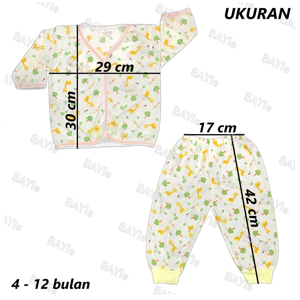 BAYIe - 3 SET Setelan Baju Bayi Panjang+Celana Panjang JUMBO Motif TABUR umur 4 - 12 bulan/baju anak