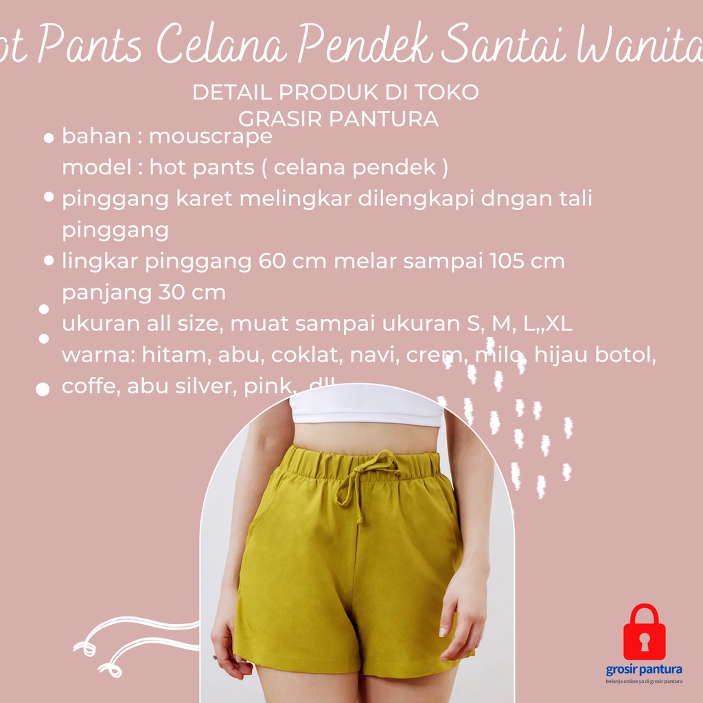 Hot Pants Celana Pendek Santai Wanita Remaja Sexy Bahan Moscrape All Size Fit To XL