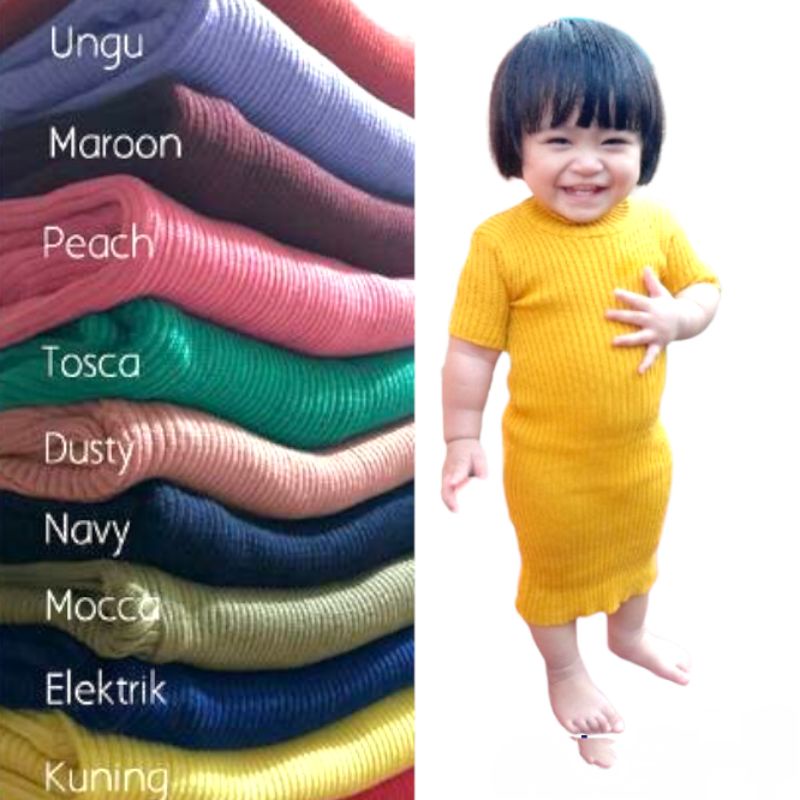 Dress Rajut Anak Perempuan 1-3 Tahun / Baju Rajut Lengan Pendek / One Set Baju Anak Rajut 2 Tahun Cewek