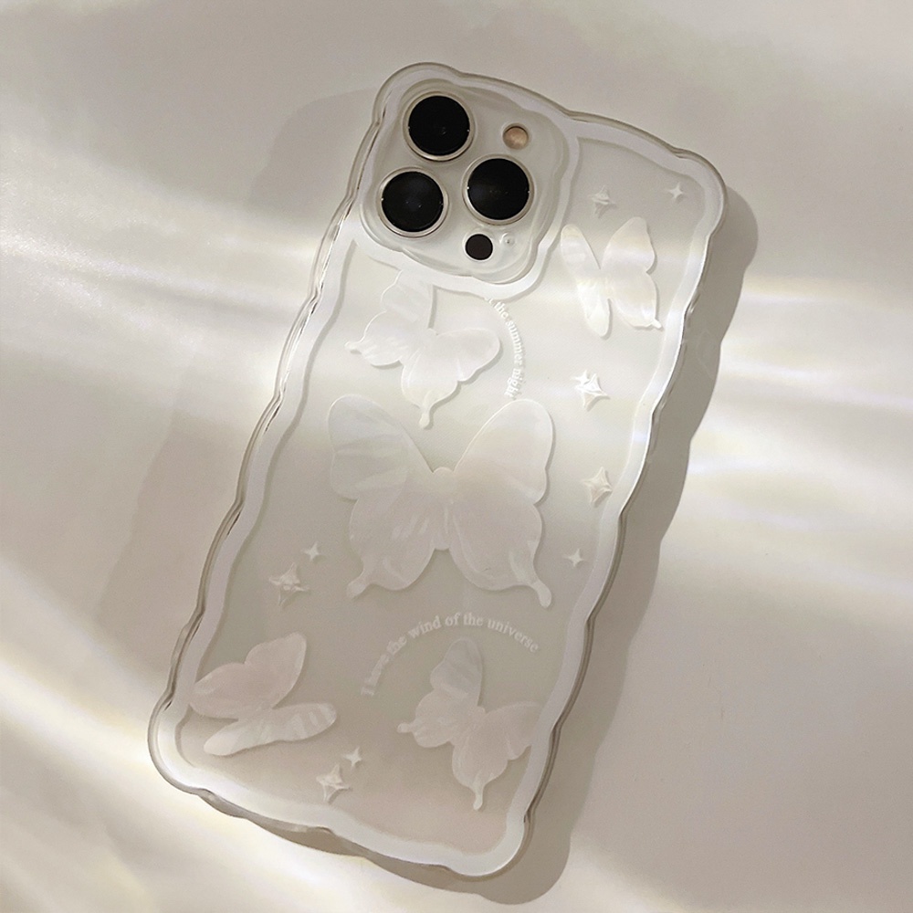 Soft Case Pelindung Lensa Kamera Shockproof Motif Butterfly &amp; Cloud Untuk iPhone 13 Pro Max 11 12 Pro X XS Max 7 8 Plus SE 2020