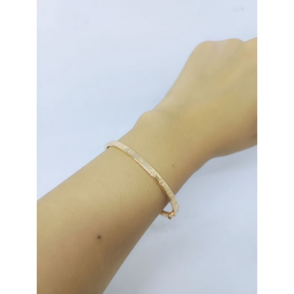 GELANG BANGLE CART*R POLOS /GELANG PERAK ASLI SILVER 925 LAPIS EMAS/ GELANG GASHION WANITA TERBARU