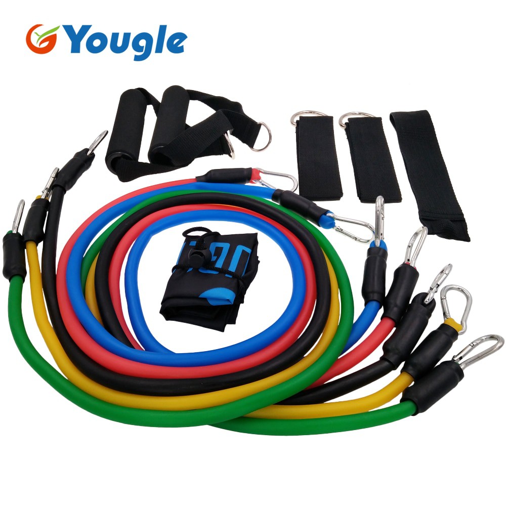 Yougle Set Tali Stretching Resistance Band Pilates Yoga Fitness 11 PCS/set - Black - 7RSE3ZBK