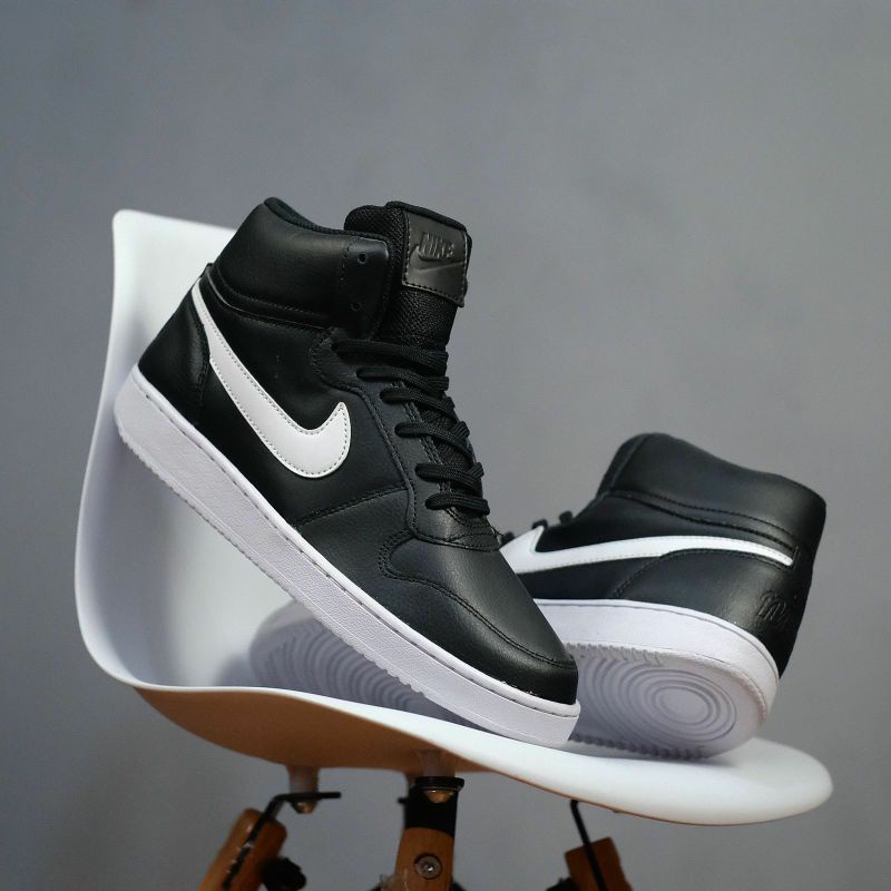 nike ebernon mid black white