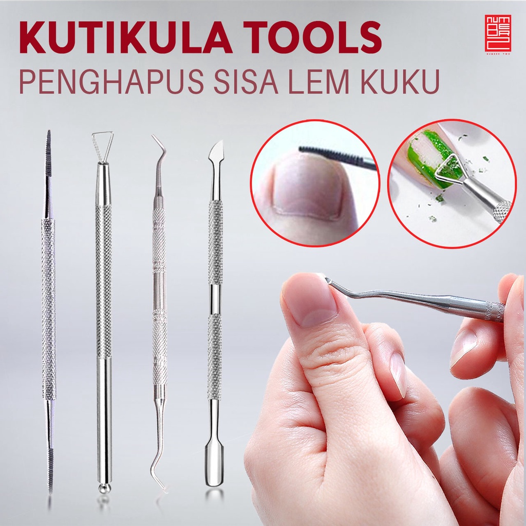 Alat manicure pedicure cuticle pusher perawatan pembersih kuku pendorong kutikula kulit mati dual end pusher nail gel polish remover meni pedi bahan stainless steel