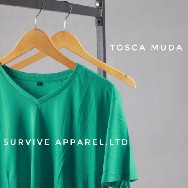 KATUN BAMBU V NECK - KAOS POLOS V NECK KATUN BAMBU - KAOS KATUN BAMBU WARNA TOSCA MUDA ORIGINAL