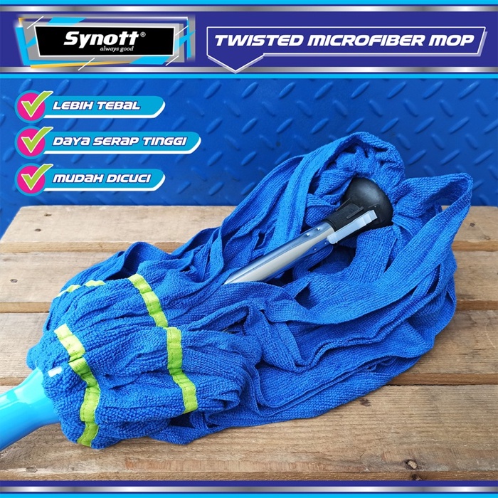 Alat Pel Lantai Original Synott Kain Pel Microfiber Twist Mop Putar Dan Kunci