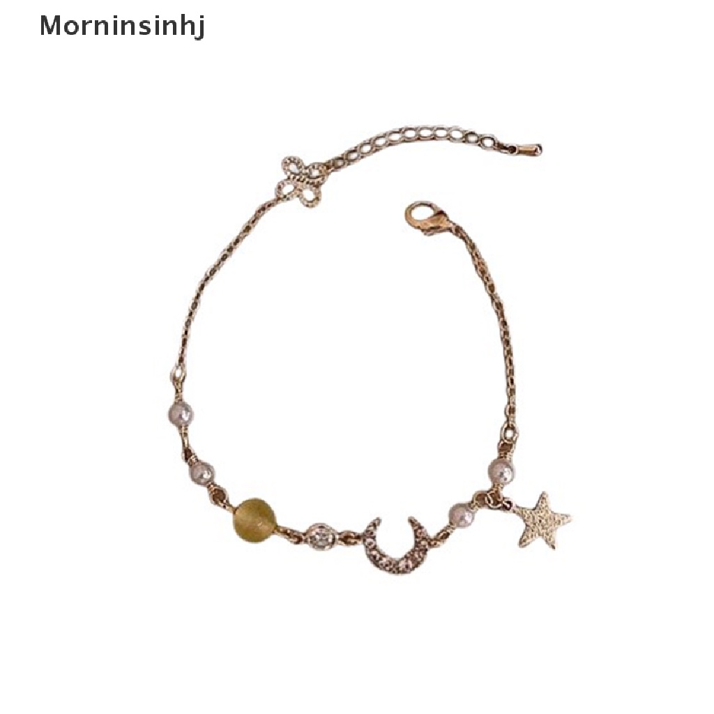 Gelang Liontin Mutiara Bulan Bintang Bahan Alloy Untuk Hadiah Anak Perempuan