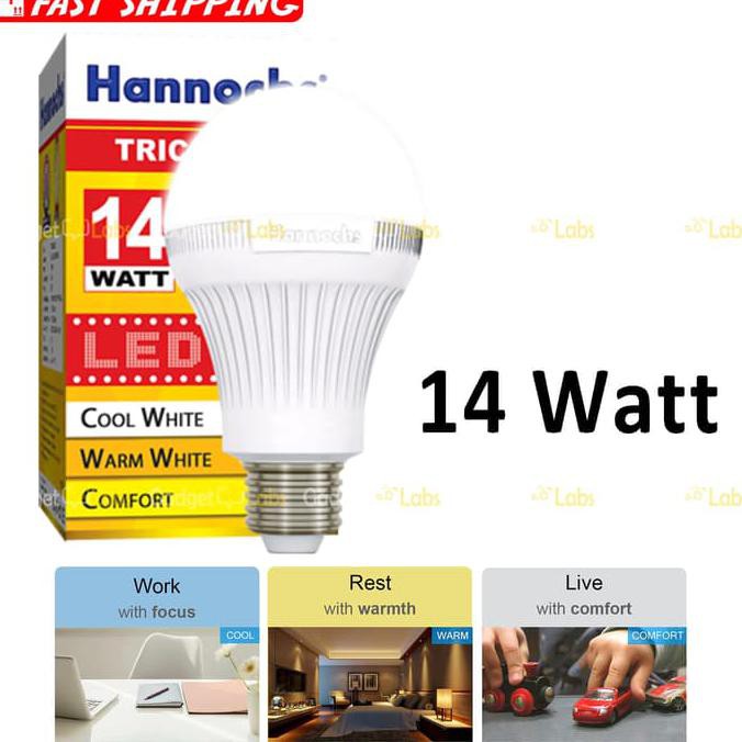 Diskon Hannochs Tricolour Bohlam Led 14 Watt Lampu 3 Warna Terbaru