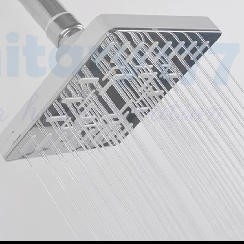 Head Wall shower Tembok Kotak 4 inch ABS V2 - Kepala Shower Tanam Kotak Mini Chrome Putih MURAH