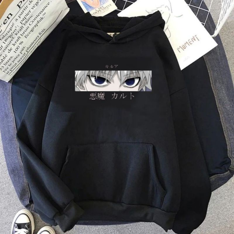 HOODIE JUMPER PULLOVER KILLUA HXH UNISEX PRIA&WANITA JAKET JAPAN ANIME Hoodie kilua zoldyck-Hitam
