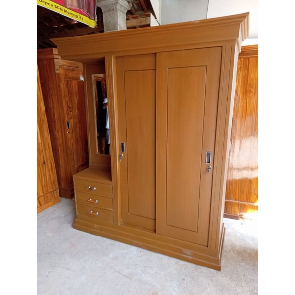LEMARI SLIDING 2 PINTU + MEJA RIAS