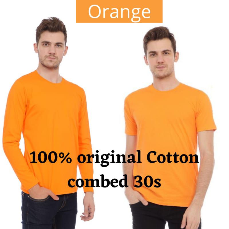 Kaos Polos Orange Kaos Polos Pria Cotton Combed 30s Pakaian polos Atasan Cowok Kaos pria Original Ka