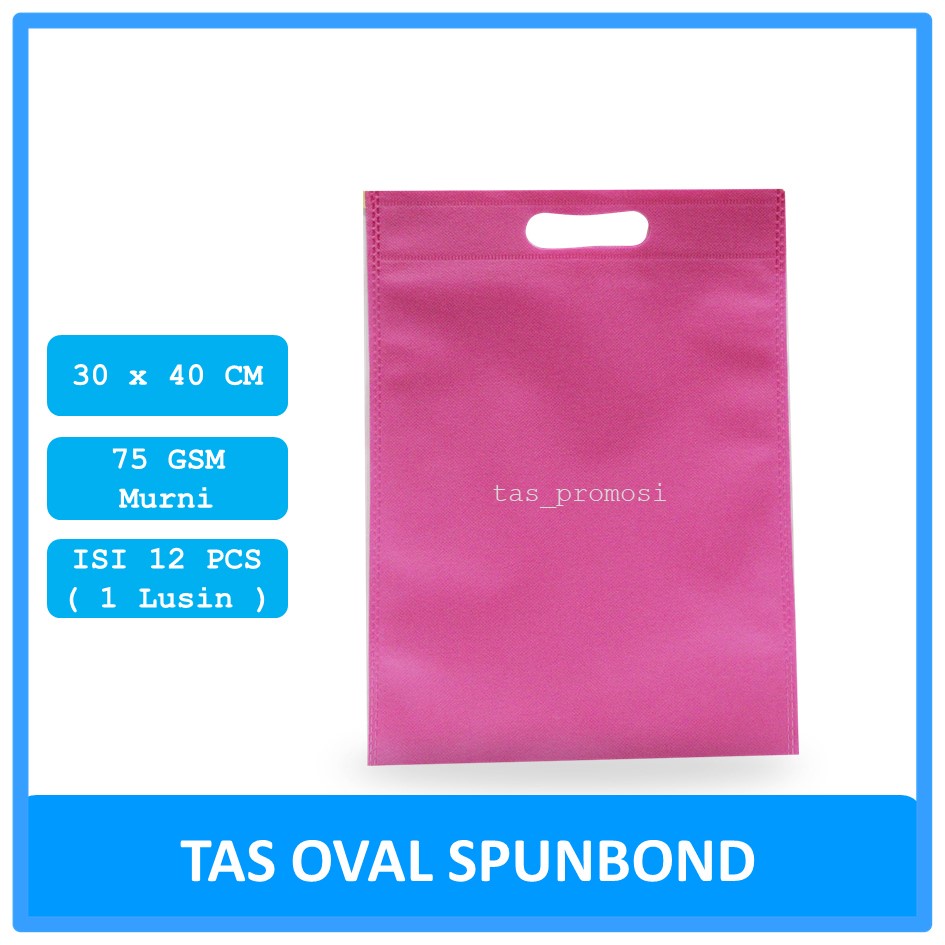 Goodie Bag Spunbond Oval 20x25 Pink Kodi / Tas Spunbond Polos