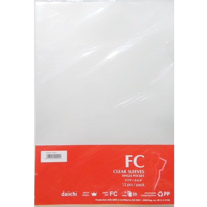 

Map Bening Daichi L Clear Sleeve ukuran F4 / A4 (1 Lusin)