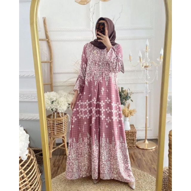 Gamis Maxmara Bunga Meira Mewah Murah M/L/XL/XXL/JUMBO Terbaru Dress Kondangan Terbaru Premium High Quality