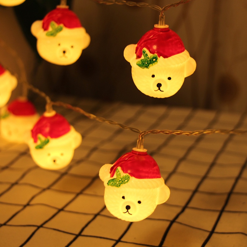 Lampu String LED 1.5m Bentuk Kartun Snowman Badut Tenaga Baterai Untuk Dekorasi Natal