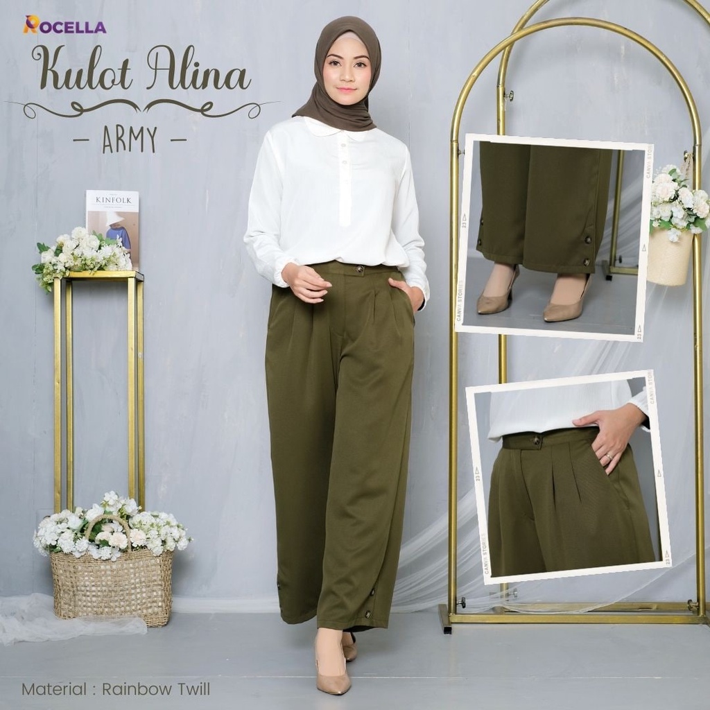 CELANA PANJANG WANITA POLOS MODEL KULOT CELANA KULOT POLOS - Rocella Kulot Alina-3