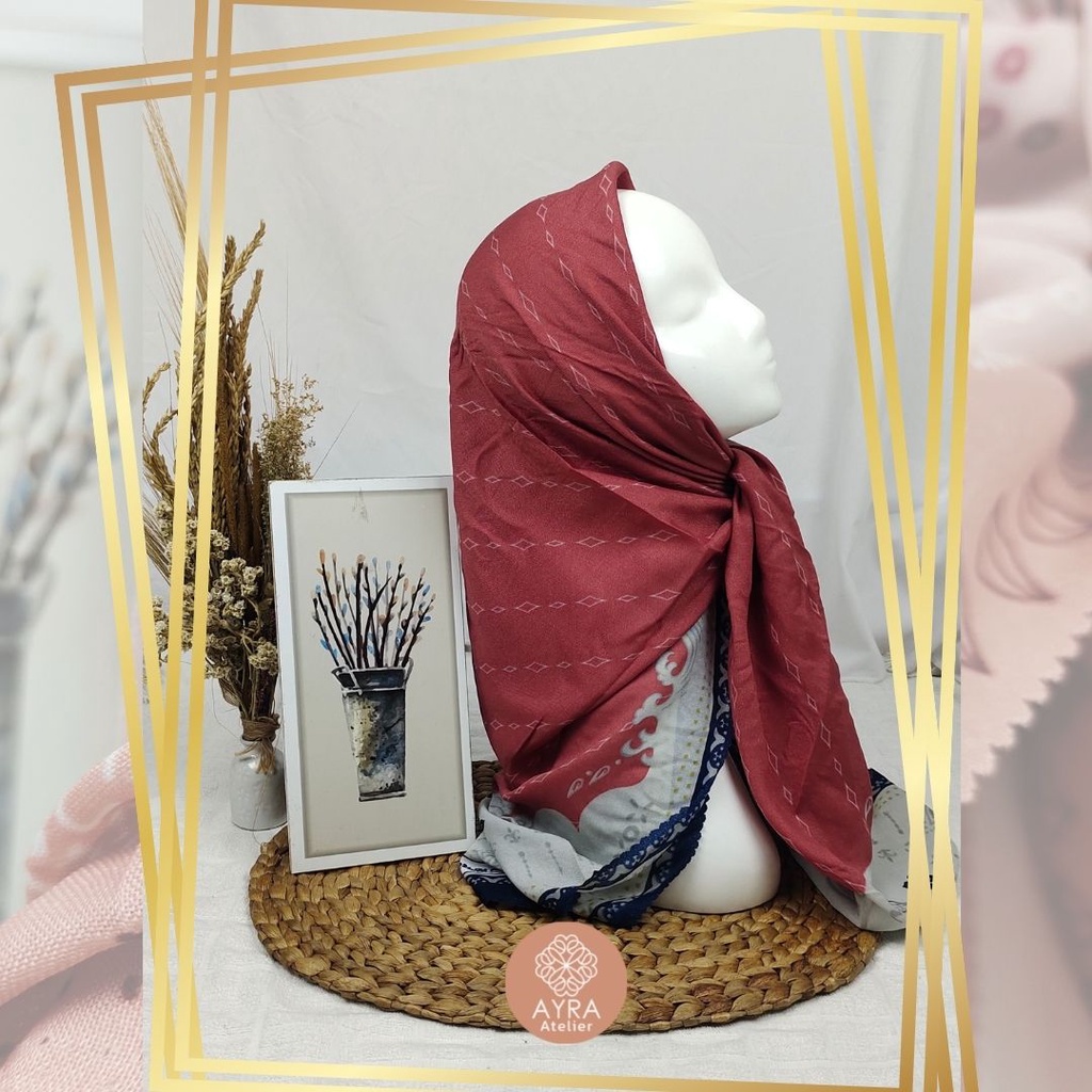 HIJAB SYARI SEGIEMPAT KERUDUNG JUMBO MOTIF JILBAB BESAR KERUDUNG JUMBO LASERCUT 130 cm JILBAB SYAR'I 130cm azzura Aubrey-H Scarlett