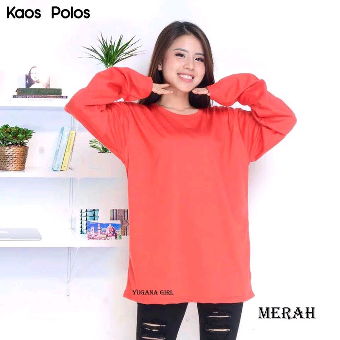 Blouse Wanita - Atasan Wanita - Blus Sifon Blouse Kaos Wanita Lengan Panjang Polos Jumbo Xl Xxl