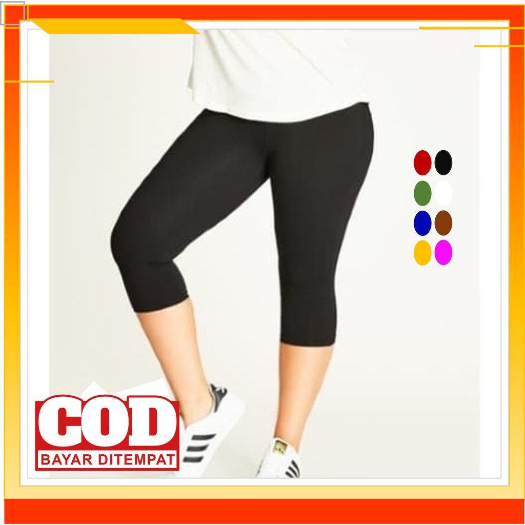 Leging 3/4 Bawah Lutut ALL Size (Slim - Jumbo) / Celana legging Lejing Pendek Wanita