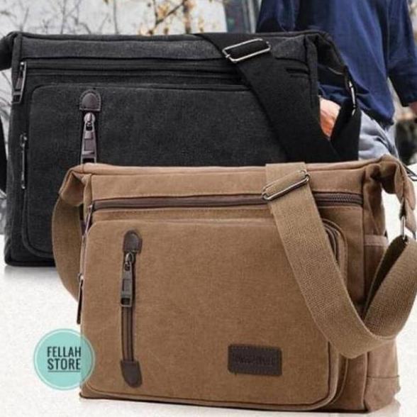 Hot Sell.. Tas kanvas selempang/ tas bahu selempang pria/ bahan kuat