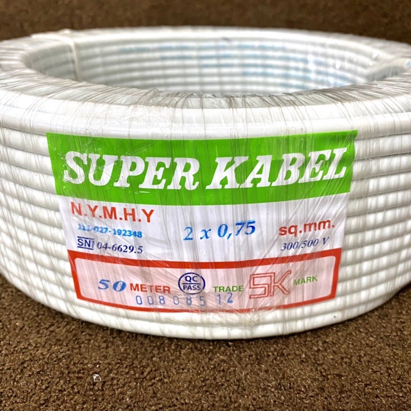 Super Kabel NYMHY 2x0.75 50 Meter BISA ORDER 1 Meter / Kabel Serabut NYMHY