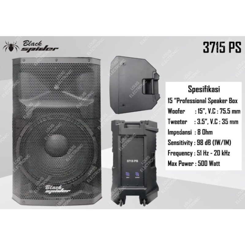 Speaker Pasif 15 Inch Black Spider 3715PS 3715 PS BlackSpider 500 Watt ( Sepasang )