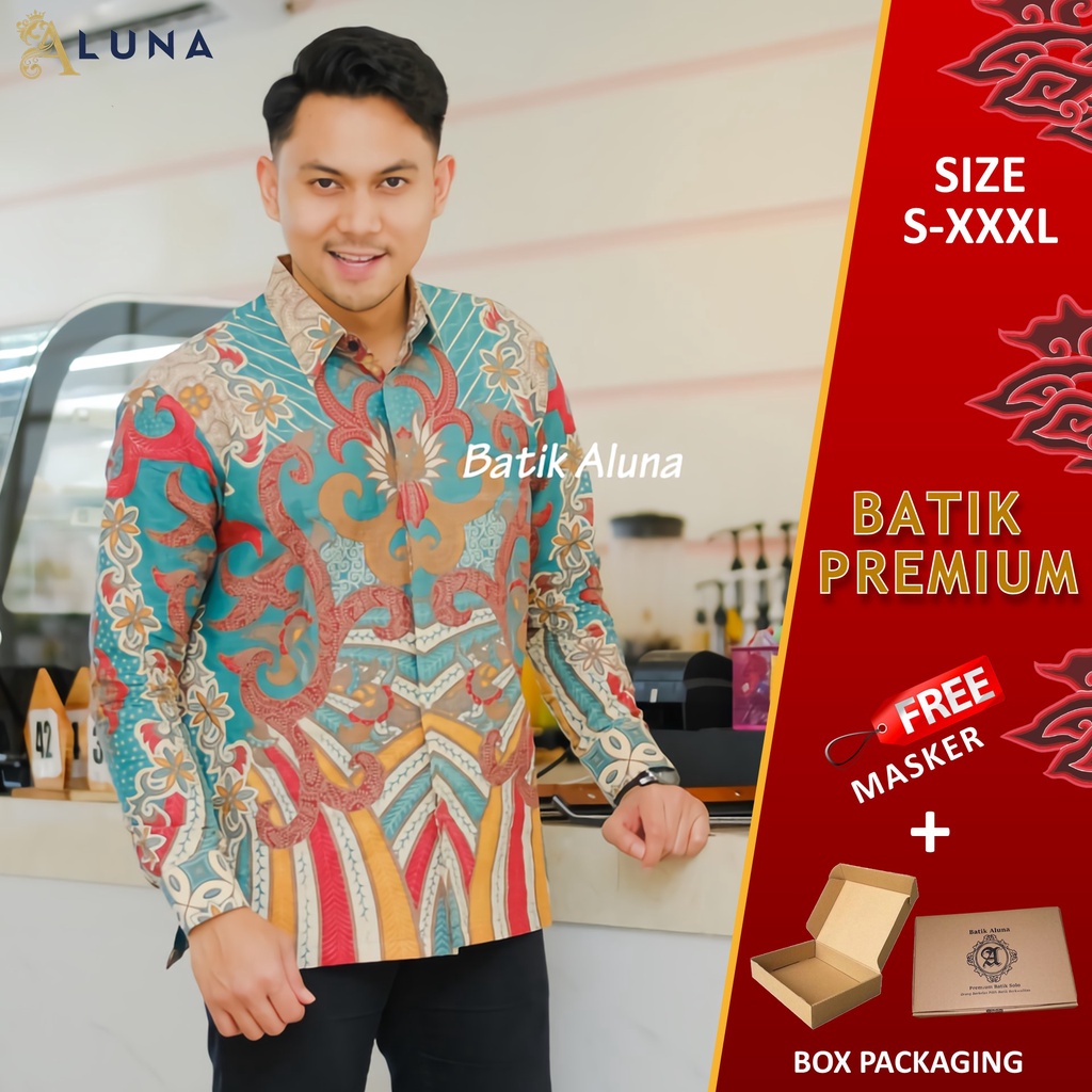 KEMEJA BATIK PRIA PREMIUM LENGAN PANJANG REGULAR BATIK ALUNA PCW 071