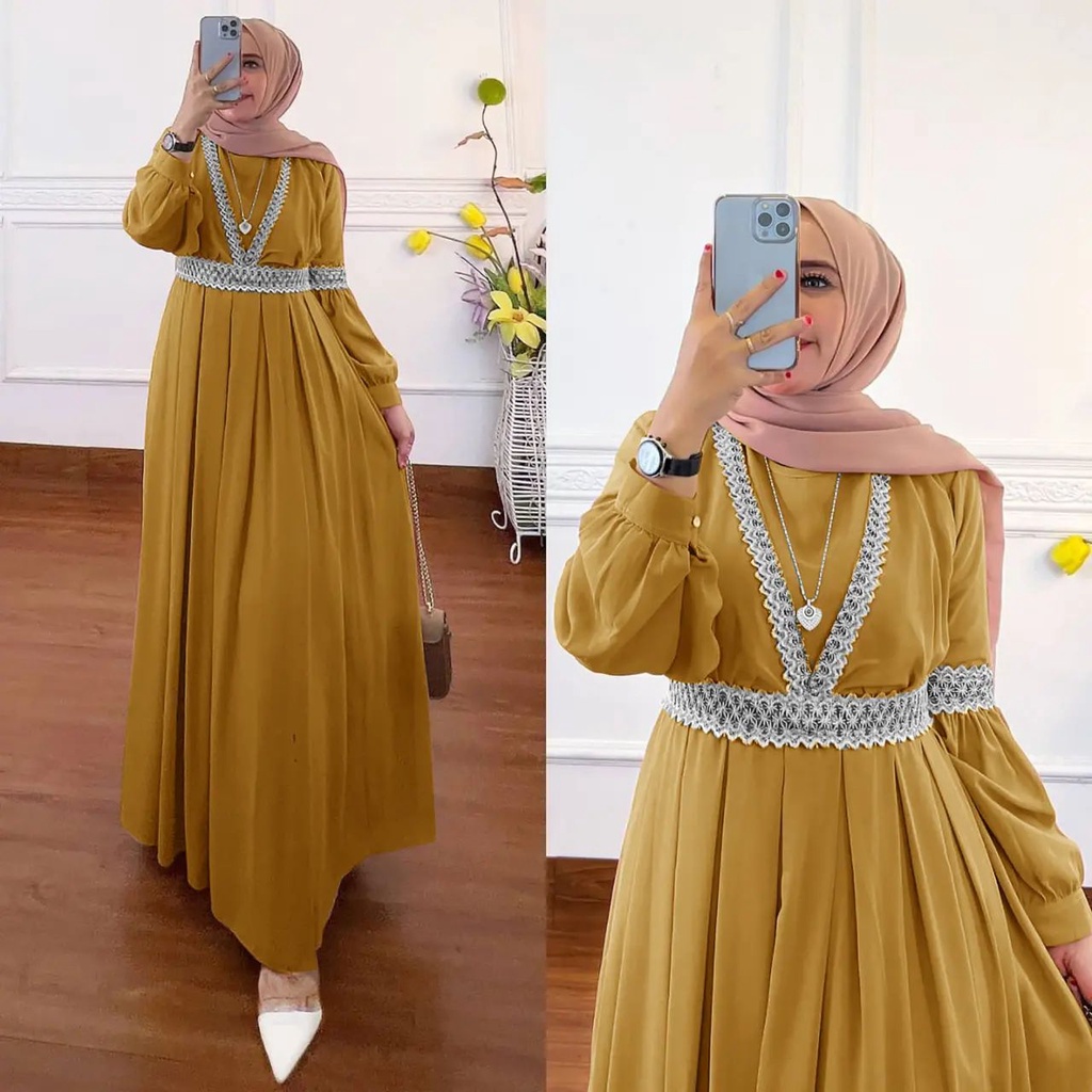 [CYC | COD] Gamis Qaisha Dress | Ceruty Maxi Wanita Trendy Murah