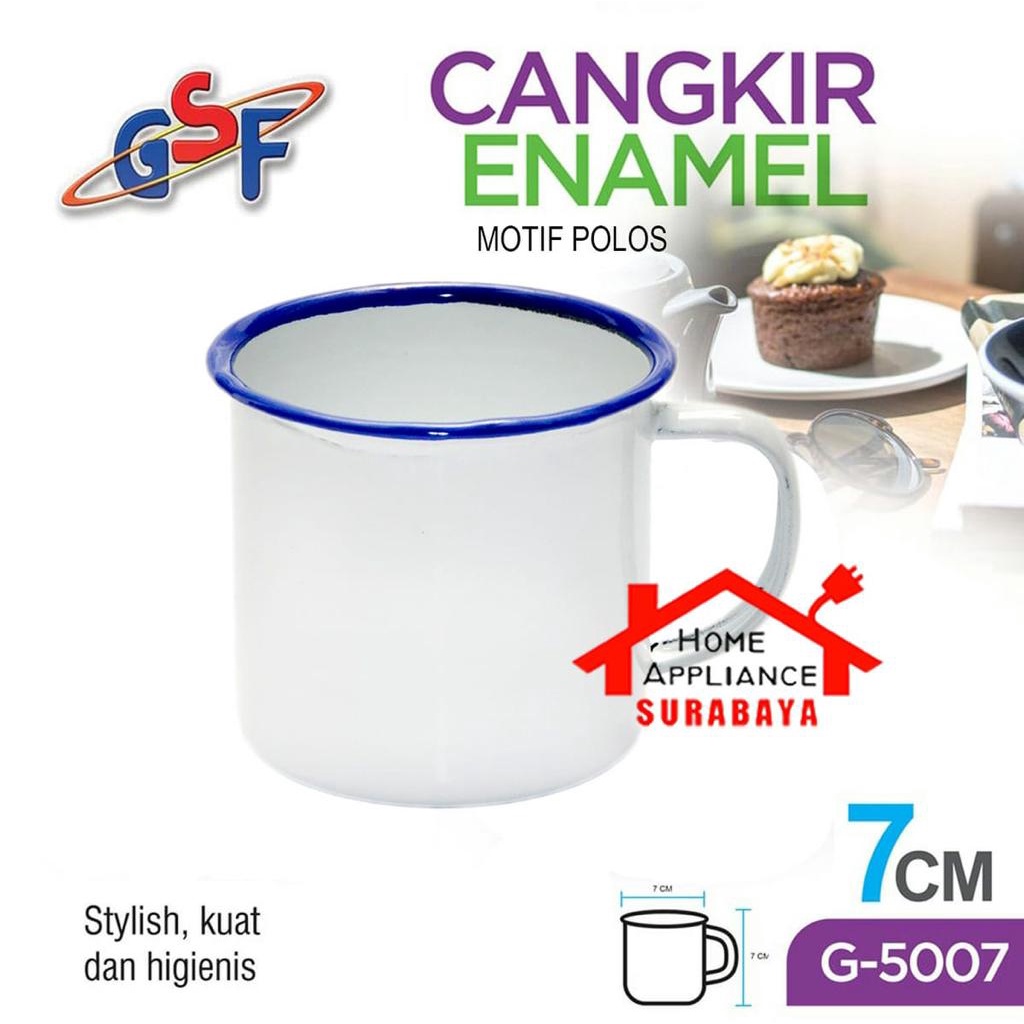 Mug Gelas Cangkir Kopi Teh 7 CM Enamel Motif Polos / Bunga GSF 5307 - GSF 5007