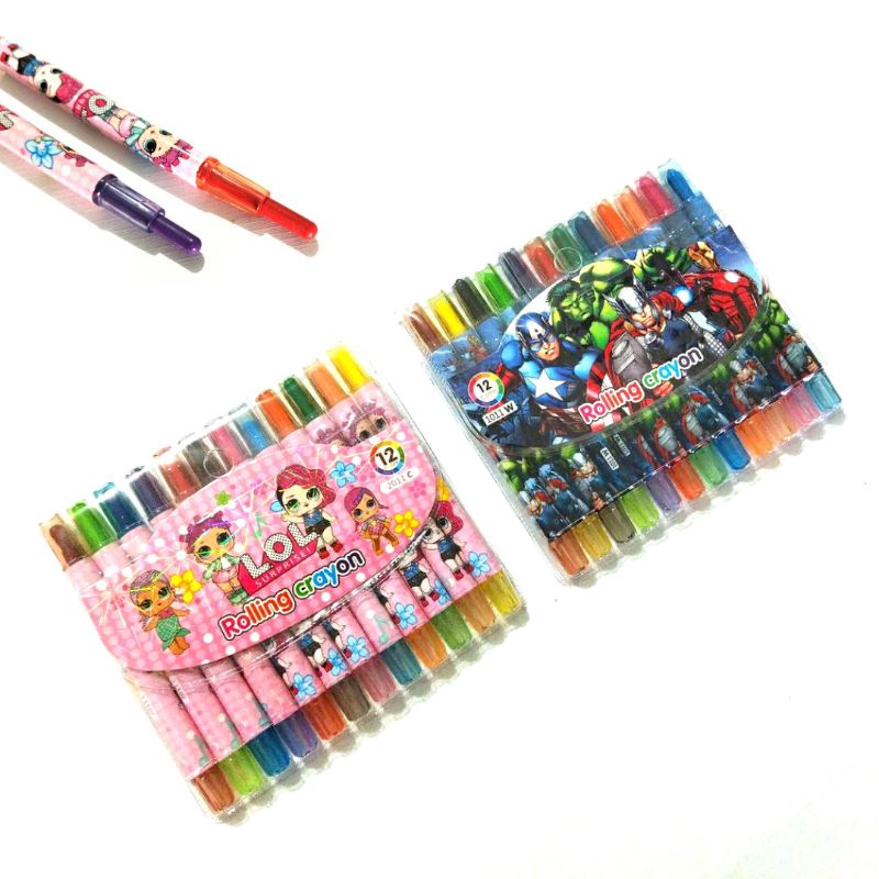 

Crayon Putar 12 Warna Krayon Lipstik Karakter Twist Crayon Pewarna Gambar Anak Rolling Crayon Oil Pastel