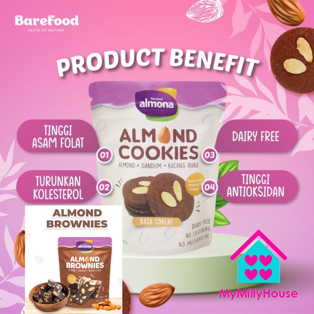 ALMONA BAREFOOD Almond Cookies 90gr / Snack Sehat Pelancar Asi Booster / Tanpa Pengawet / Tanpa Pewarna / Dairy Free