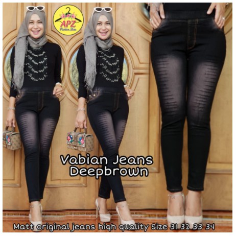 VABIAN JEANS pinggang full karet bahan melar, aplikasi laser