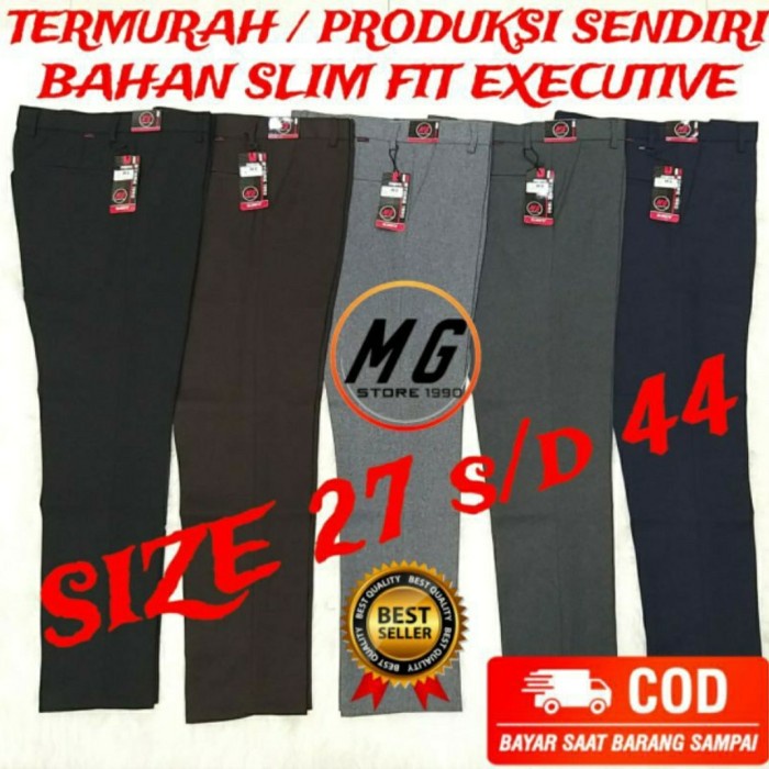 CELANA BAHAN KERJA FORMAL PRIA SLIM FIT JUMBO BIG SIZE PANJANG - biru dongker, 27(P6Q2) YANG LAGI HI