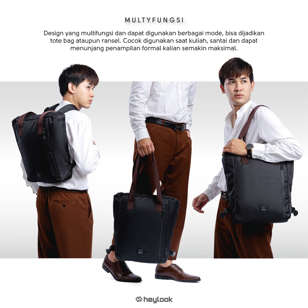 HEYLOOK Project - Tote Bag RAIZE Tas Ransel Laptop Tas Multifungsi Pria Tas Jinjing Pria Wanita Kuliah