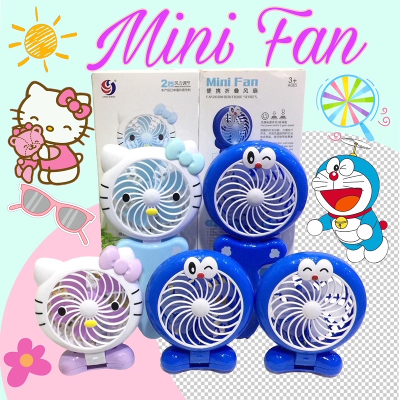 MINI FAN KARAKTER/Kipas angin genggam/Kipas angin Portabel/Kipas/Hello Kitty/Doraemon