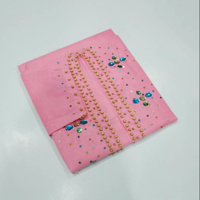 Baju Bodo Bugis Berpayet Lengan Panjang Warna Pink Muda - Tenun Sengkang BBY-PG-PNKMD (Per Pcs)