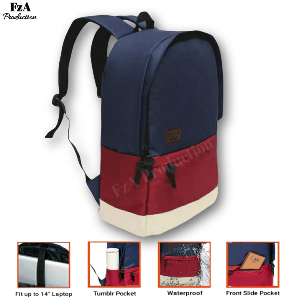 Tas Ransel Punggung Distro Casual Pria Wanita / Tas Ransel Laptop Original FzA FREE Waist Bag