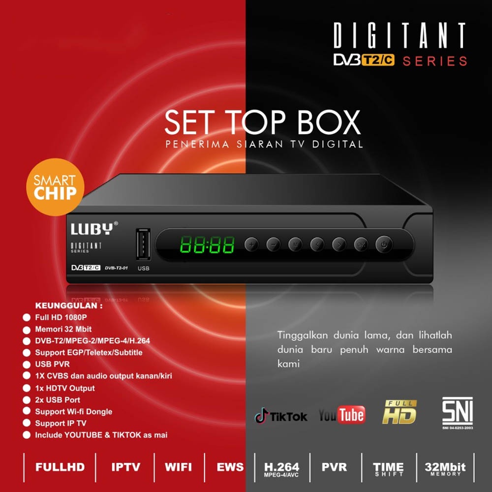 Set Top Box Luby tipe DVB-T2-01 Decoder Tv Digital Luby SET TOP BOX DVB-T2 RANDOM