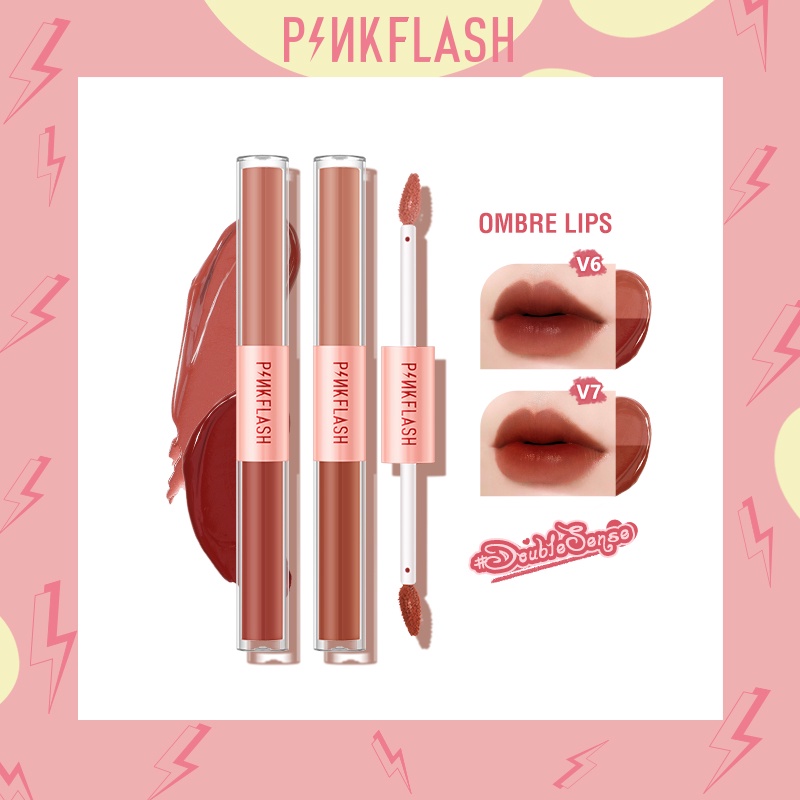 PINKFLASH DoubleSense 2 IN 1 Dual-ended Lipstick Matte Liquid Lipstick Velvet Tint Lightweight High Pigment Long-Lasting