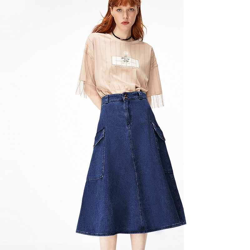 KARAKOREA 6218 Hikaru Denim Skirt/Rok Denim/Rok Jeans/Rok jeans wanita/Rok Jeans Korea/Rok wanita