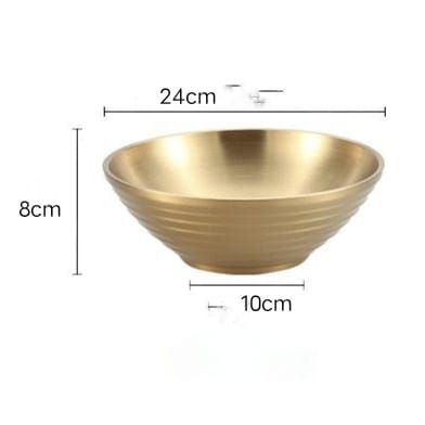 Kingsbakeware Mangkok Korea Gold Stainless Steel 304 Double Wall Anti Karat