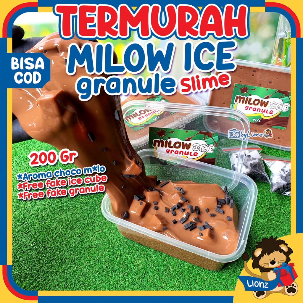 Slime milow ice granule /slime milo 200gr free ornamen slime by lionz.idn