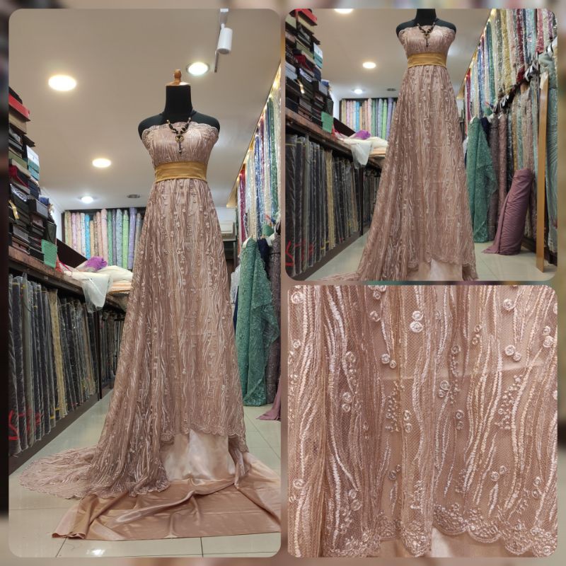 Kain Tile Brocade Brokat Lace Salur Akar NO GLITTER