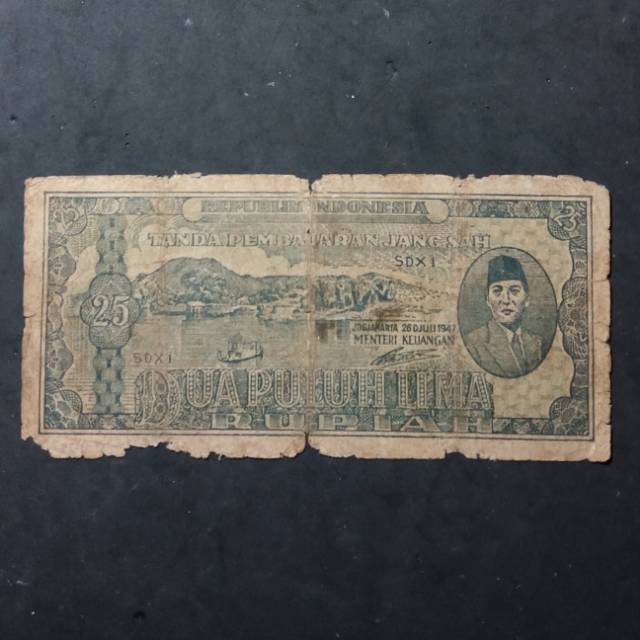 UANG KUNO 25 RUPIAH SERI ORI 3 TAHUN 1947 SDX 1